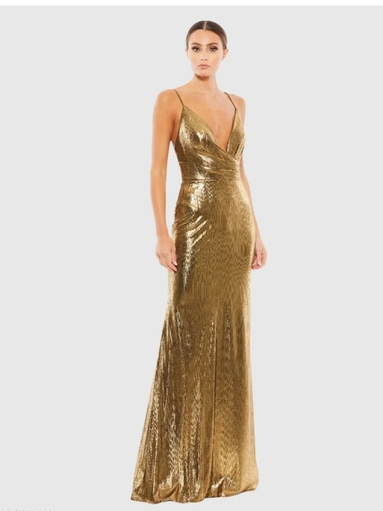 Mac Duggal Dresses & Skirts - Mac Duggal Gold Sequin V-Neck Maxi Gown